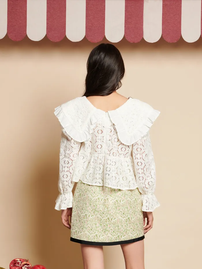 Women Sister Jane Tops Vanilla Lace Bow Top White