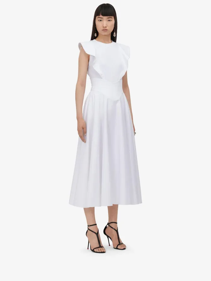 Women Skirts Alexander McQueen Corset Midi Skirt Optic White