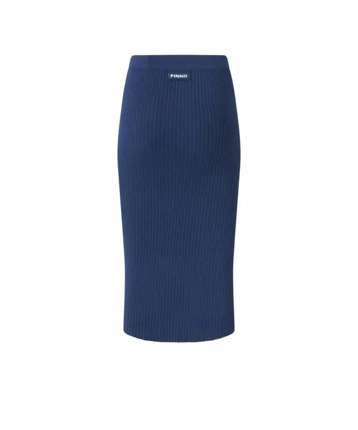 Women Skirts Pinko Knit Long Skirt With Hooks Gloomy Blue Women Skirts Pinko Knit Long Skirt With Hooks Gloomy Blue