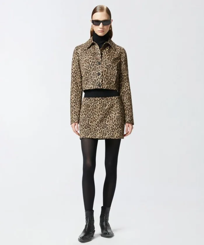Women Skirts Pinko Leopardprint Mini Skirt Multi Beigeblack