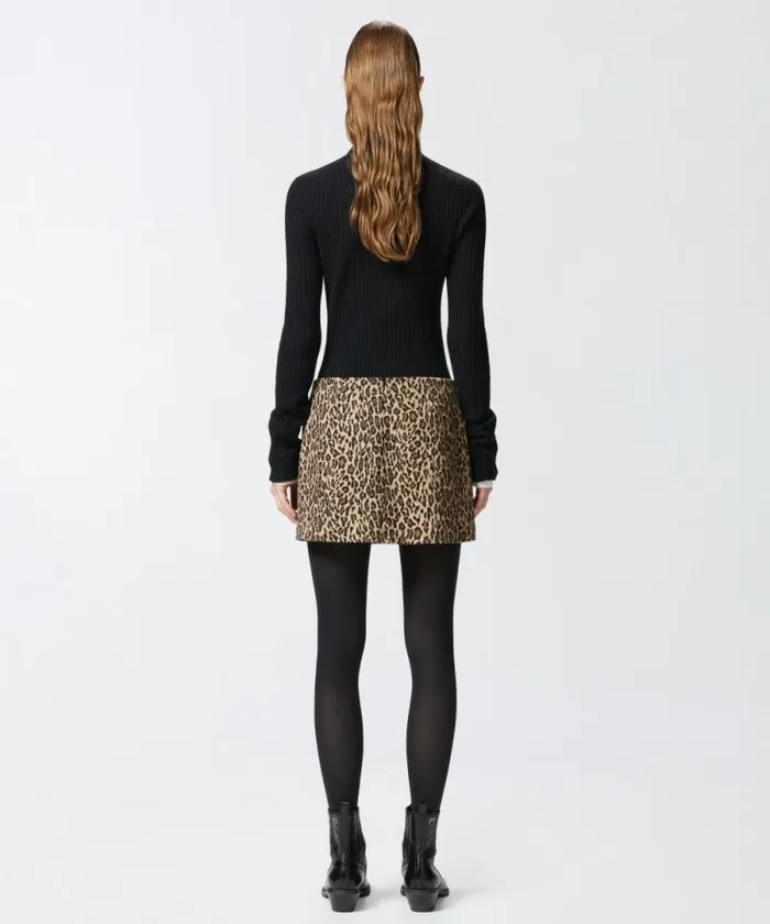 Women Skirts Pinko Leopardprint Mini Skirt Multi Beigeblack Women Skirts Pinko Leopardprint Mini Skirt Multi Beigeblack