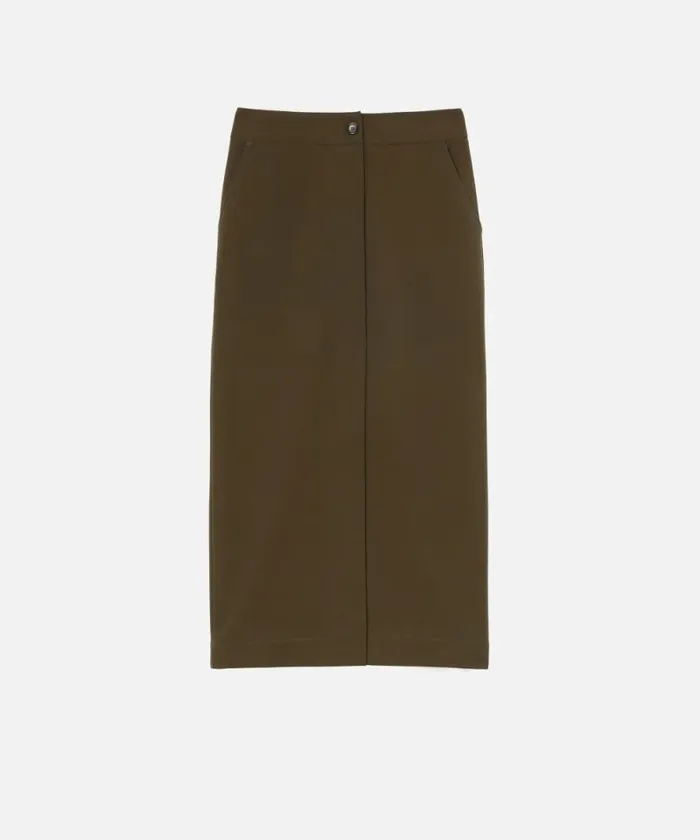 Women Skirts Pinko Long Utility Skirt In Fluid Fabric Greenamazonia Women Skirts Pinko Long Utility Skirt In Fluid Fabric Greenamazonia