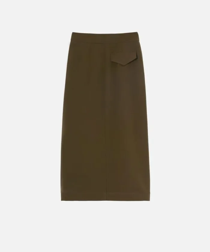 Women Skirts Pinko Long Utility Skirt In Fluid Fabric Greenamazonia Women Skirts Pinko Long Utility Skirt In Fluid Fabric Greenamazonia