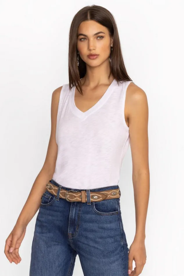 Women SLUB JERSEY HI LOW TANK Bright White Johnny Was Tops