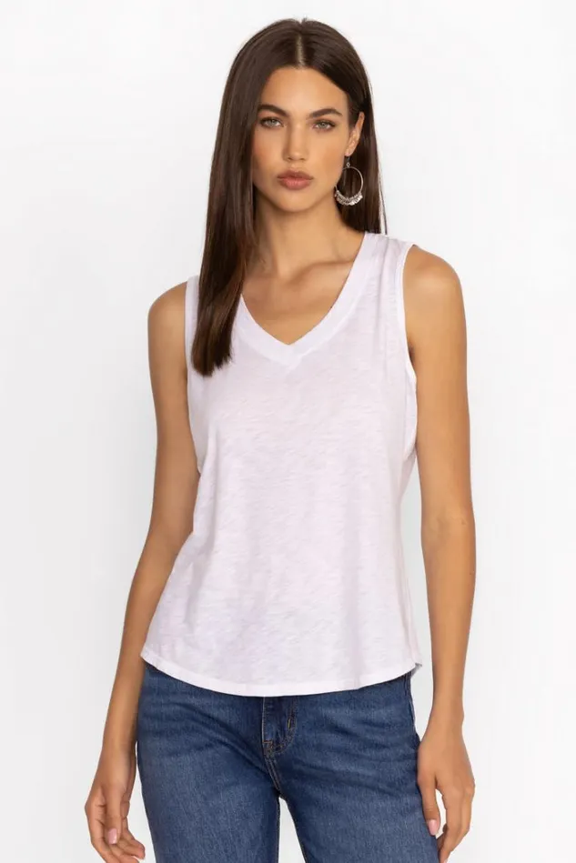 Women SLUB JERSEY HI LOW TANK Bright White Johnny Was Tops Women SLUB JERSEY HI LOW TANK Bright White Johnny Was Tops