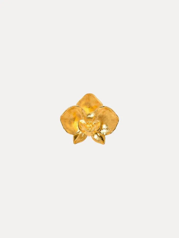Women Small Orchid Brooch Gold Oscar De La Renta Brooches and Hair Accessories Women Small Orchid Brooch Gold Oscar De La Renta Brooches and Hair Accessories