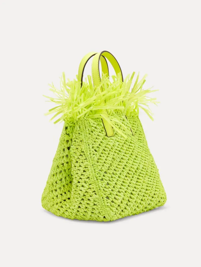 Women Small Raffia Crochet Square Tote Citrine Oscar De La Renta Handbags Women Small Raffia Crochet Square Tote Citrine Oscar De La Renta Handbags