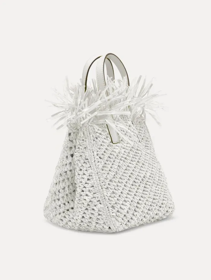 Women Small Raffia Crochet Square Tote White Oscar De La Renta Handbags Women Small Raffia Crochet Square Tote White Oscar De La Renta Handbags