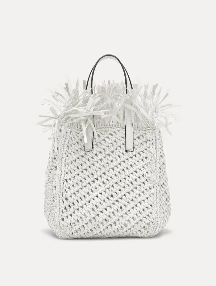 Women Small Raffia Crochet Square Tote White Oscar De La Renta Handbags Women Small Raffia Crochet Square Tote White Oscar De La Renta Handbags