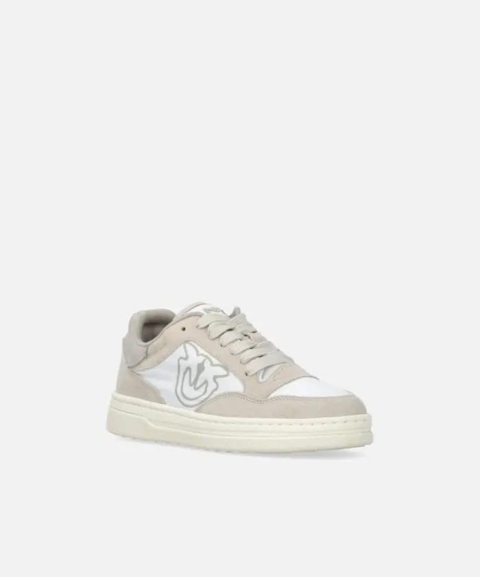 Women Sneakers Pinko Flat Leather Sneakers With Contrasting Logo Sand Women Sneakers Pinko Flat Leather Sneakers With Contrasting Logo Sand