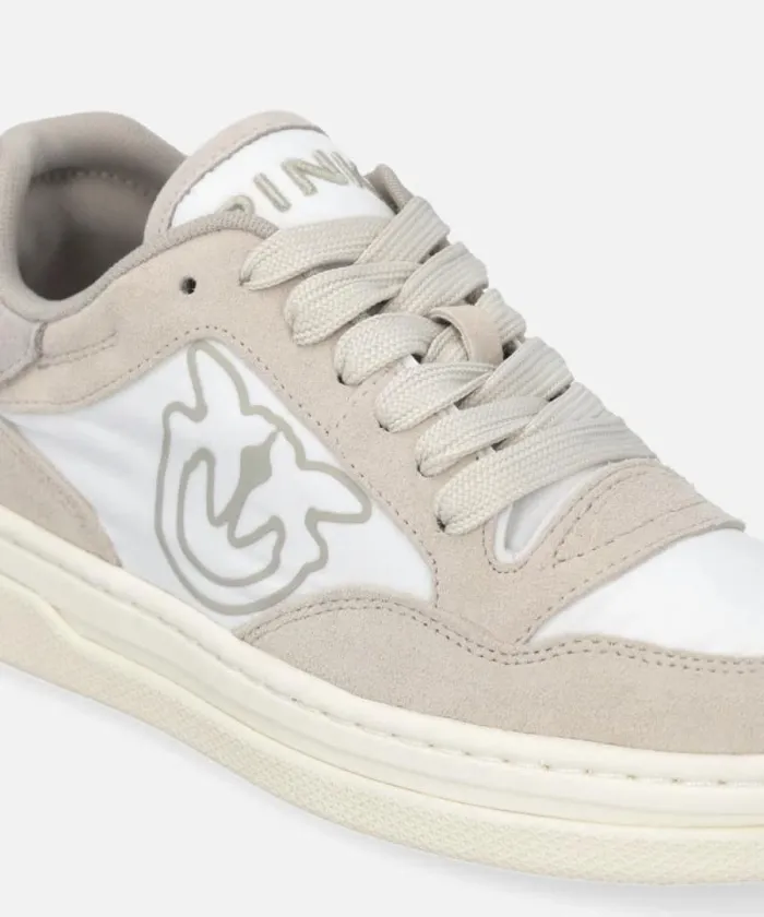 Women Sneakers Pinko Flat Leather Sneakers With Contrasting Logo Sand Women Sneakers Pinko Flat Leather Sneakers With Contrasting Logo Sand