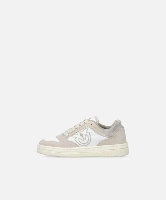 Women Sneakers Pinko Flat Leather Sneakers With Contrasting Logo Sand Women Sneakers Pinko Flat Leather Sneakers With Contrasting Logo Sand