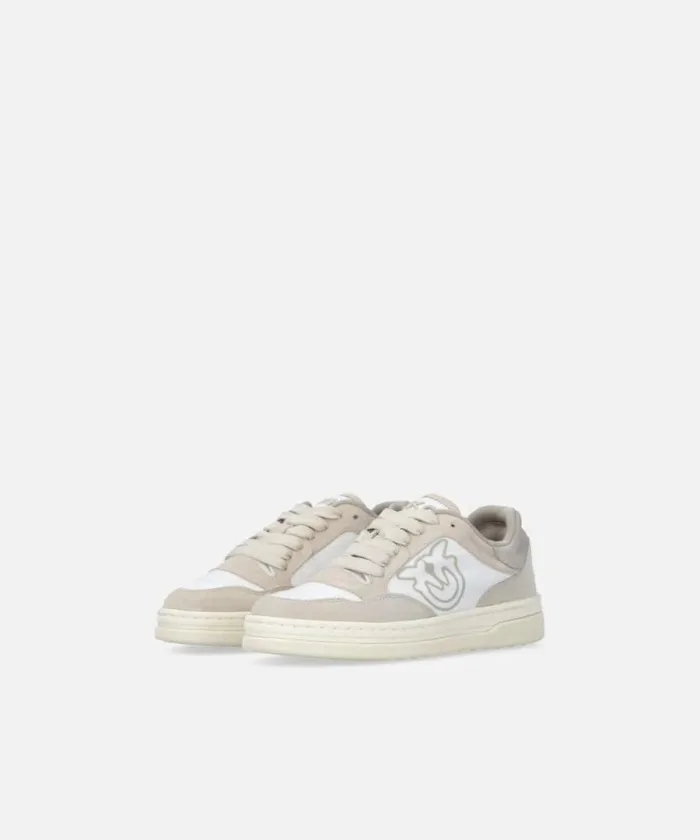 Women Sneakers Pinko Flat Leather Sneakers With Contrasting Logo Sand Women Sneakers Pinko Flat Leather Sneakers With Contrasting Logo Sand