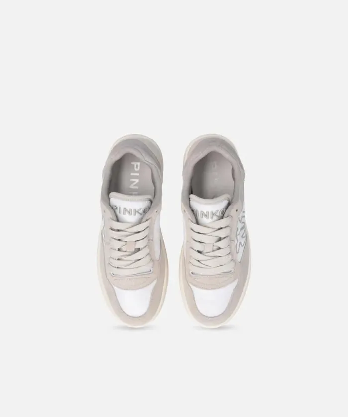 Women Sneakers Pinko Flat Leather Sneakers With Contrasting Logo Sand Women Sneakers Pinko Flat Leather Sneakers With Contrasting Logo Sand