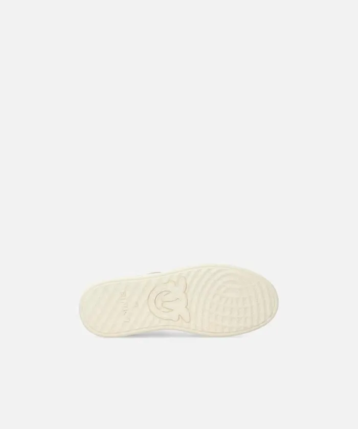 Women Sneakers Pinko Flat Leather Sneakers With Contrasting Logo Whitelime Women Sneakers Pinko Flat Leather Sneakers With Contrasting Logo Whitelime