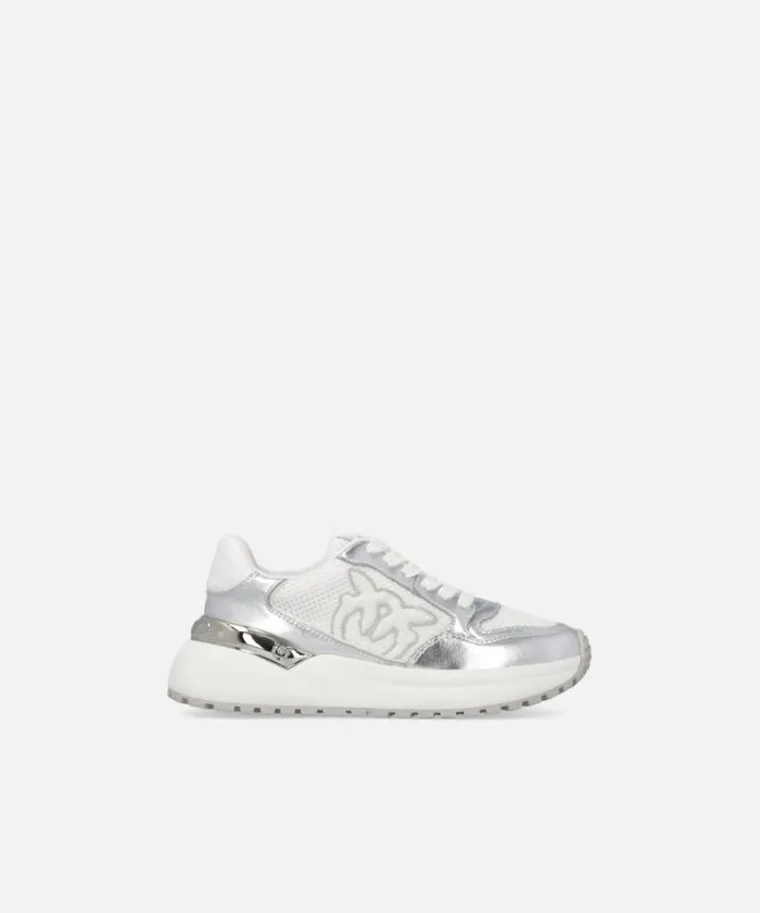 Women Sneakers Pinko Laminated Chunky Sneakers With Logo Silver