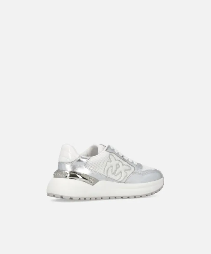 Women Sneakers Pinko Laminated Chunky Sneakers With Logo Silver Women Sneakers Pinko Laminated Chunky Sneakers With Logo Silver