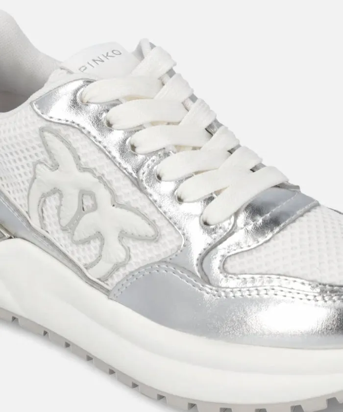 Women Sneakers Pinko Laminated Chunky Sneakers With Logo Silver Women Sneakers Pinko Laminated Chunky Sneakers With Logo Silver