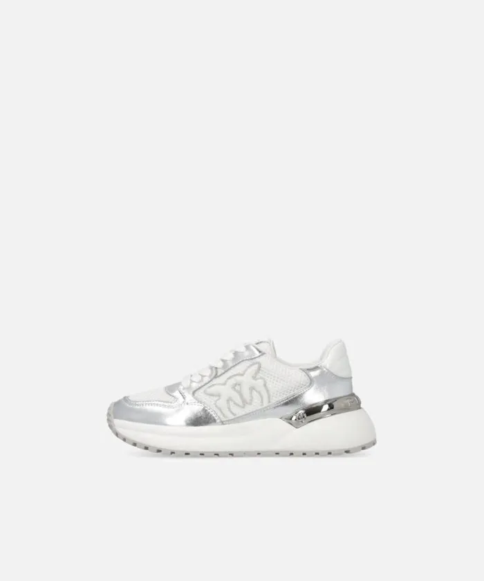 Women Sneakers Pinko Laminated Chunky Sneakers With Logo Silver Women Sneakers Pinko Laminated Chunky Sneakers With Logo Silver