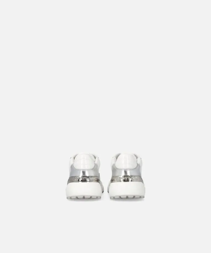 Women Sneakers Pinko Laminated Chunky Sneakers With Logo Silver Women Sneakers Pinko Laminated Chunky Sneakers With Logo Silver