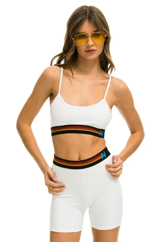 Women Sports Bras Aviator Nation Logo Adjustable Bralette 8211 White