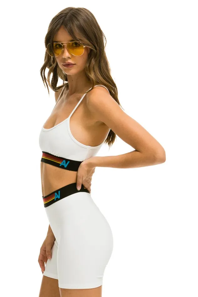 Women Sports Bras Aviator Nation Logo Adjustable Bralette 8211 White
