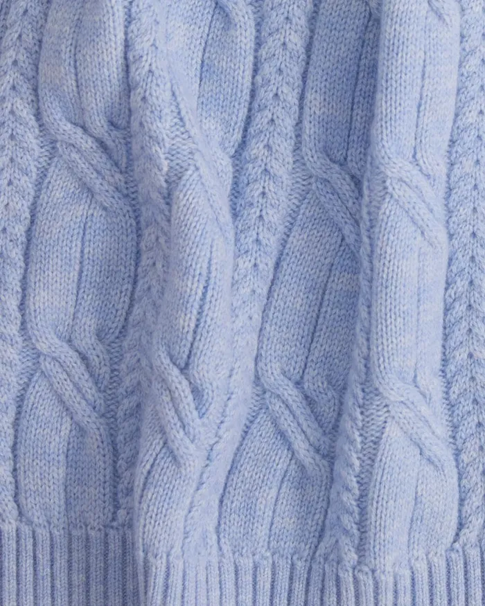 Women Sportscraft Hats Pearl Cable Beanie Blue Melange
