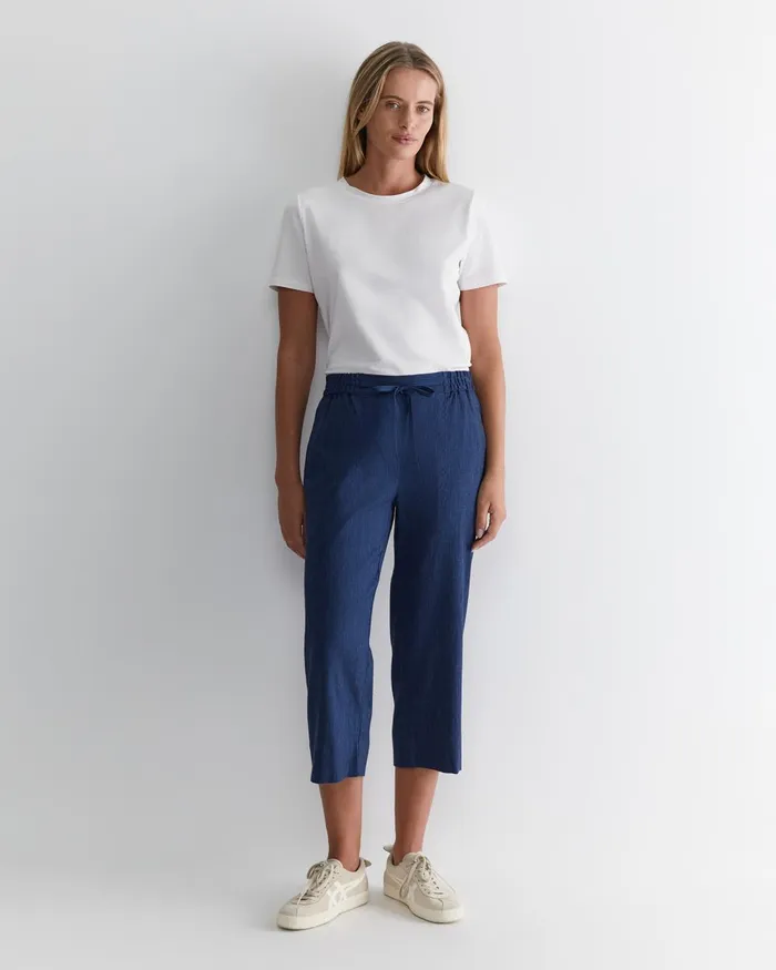 Women Sportscraft Pants Rosa Crop Linen Pant Indigo