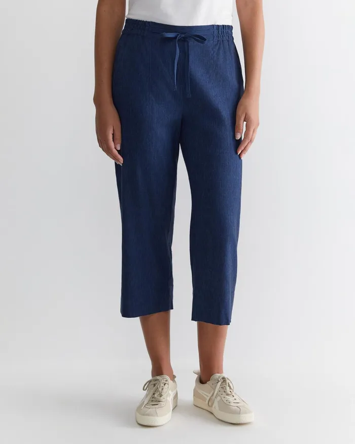 Women Sportscraft Pants Rosa Crop Linen Pant Indigo