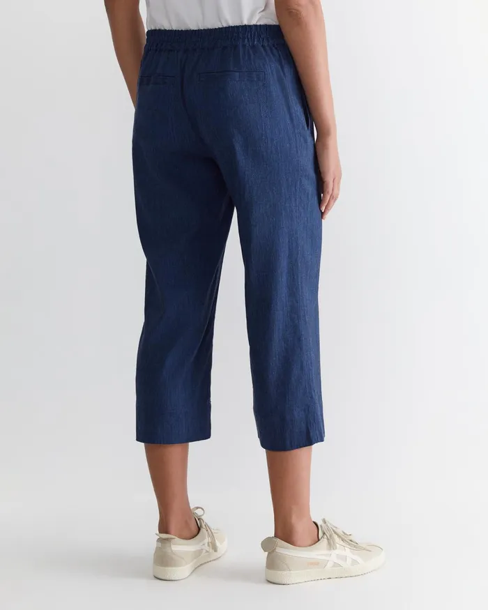 Women Sportscraft Pants Rosa Crop Linen Pant Indigo