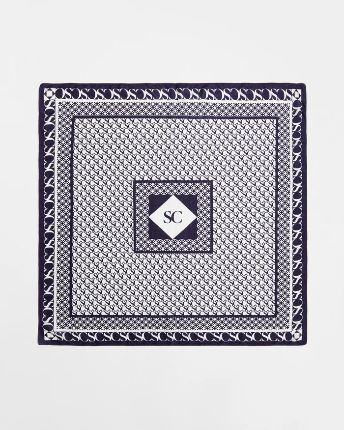 Women Sportscraft Scarves Logo Silk Scarf Classic Navy