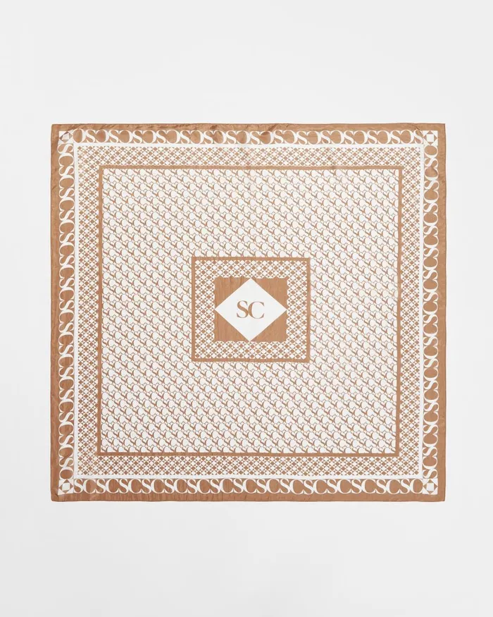 Women Sportscraft Scarves Logo Silk Scarf Tan