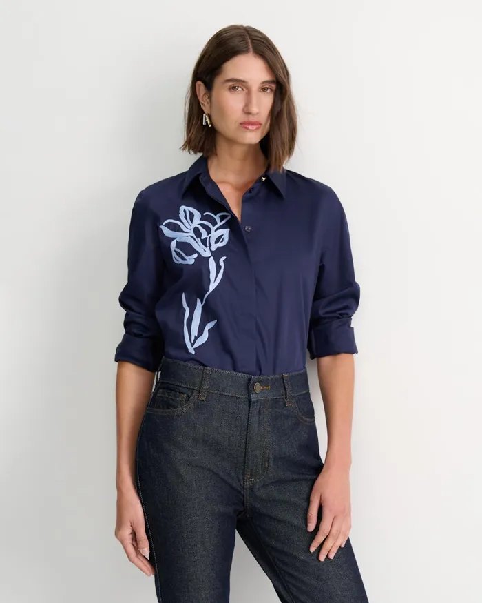 Women Sportscraft Shirts Iris Embroidered Shirt Navy Multi