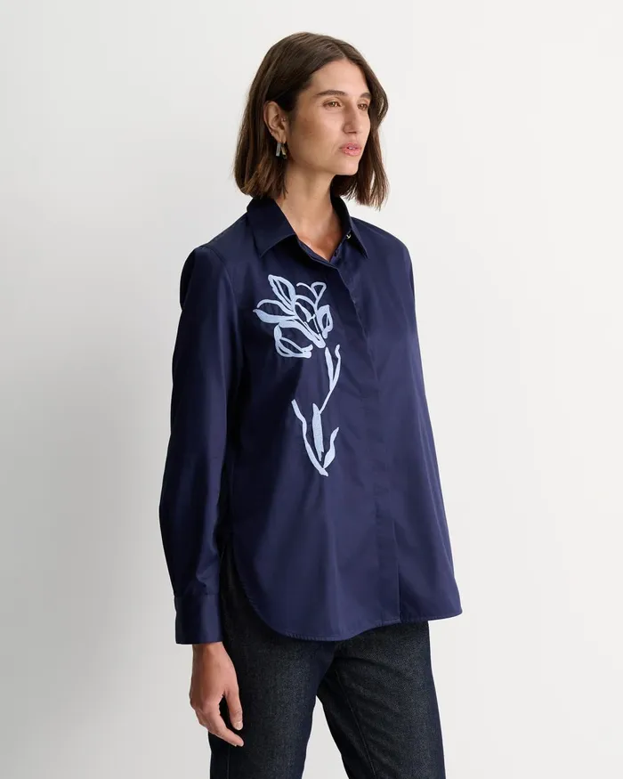 Women Sportscraft Shirts Iris Embroidered Shirt Navy Multi