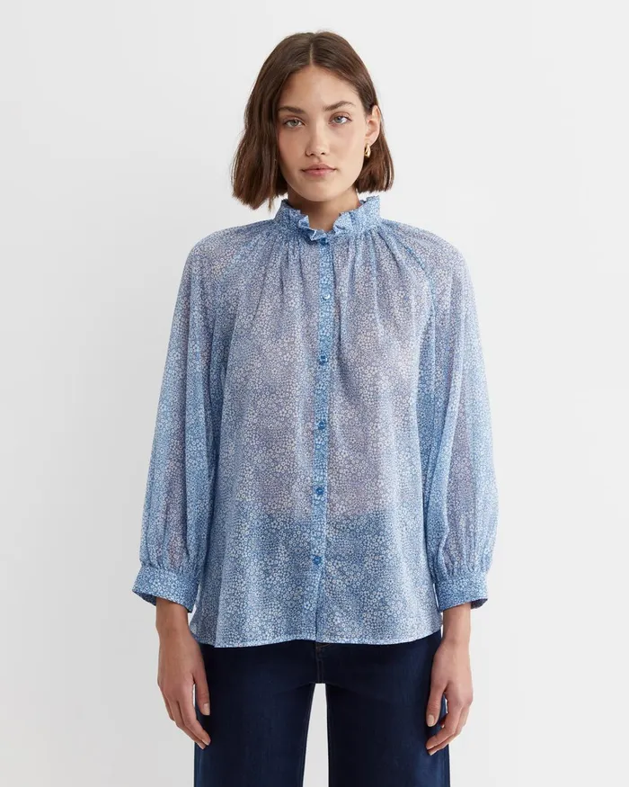 Women Sportscraft Shirts Jacqueline Long Sleeve Liberty Blouse Blue Multi