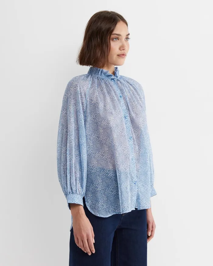Women Sportscraft Shirts Jacqueline Long Sleeve Liberty Blouse Blue Multi