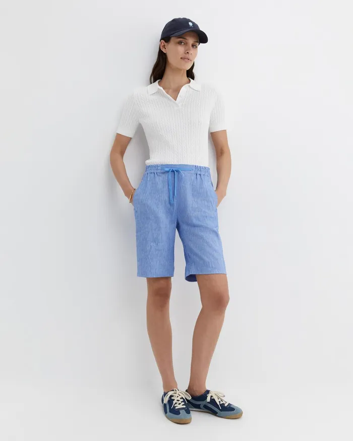 Women Sportscraft Shorts Rosa Linen Short Cerulean