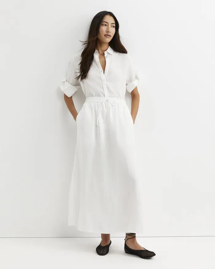 Women Sportscraft Skirts Lulu Linen Midi Skirt White