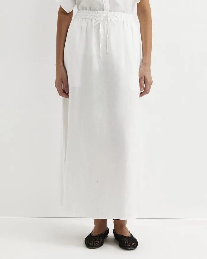 Women Sportscraft Skirts Lulu Linen Midi Skirt White