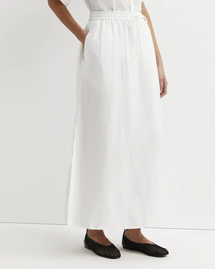 Women Sportscraft Skirts Lulu Linen Midi Skirt White