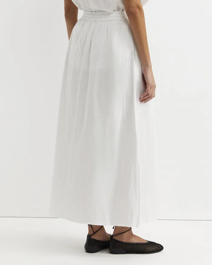 Women Sportscraft Skirts Lulu Linen Midi Skirt White