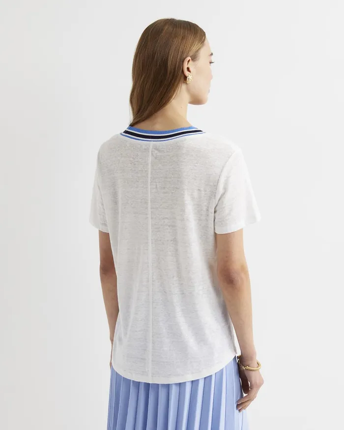 Women Sportscraft Tops and Tees Tonia Rib Neck Short Sleeve Tee Whitemulti