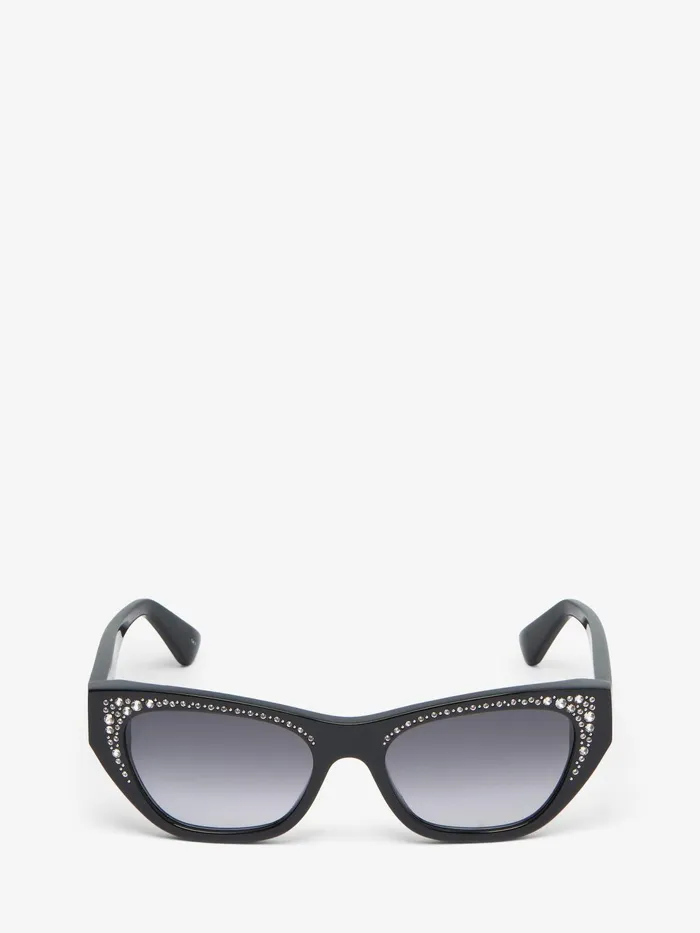 Women Sunglasses Alexander McQueen Pav Jewelled Sunglasses Blackgrey