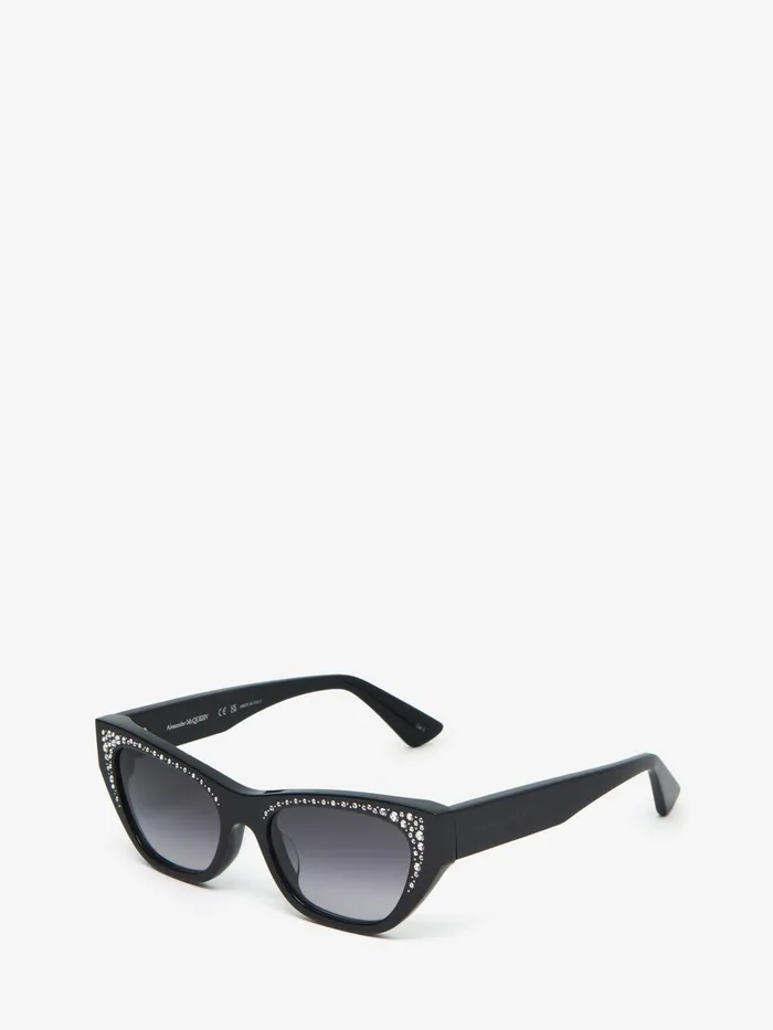 Women Sunglasses Alexander McQueen Pav Jewelled Sunglasses Blackgrey