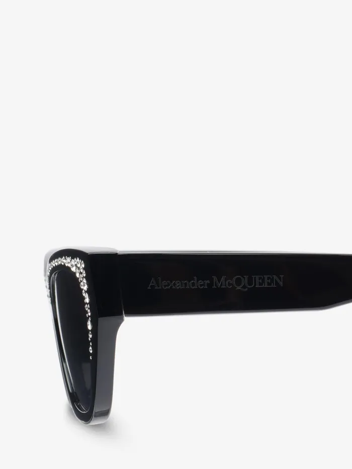 Women Sunglasses Alexander McQueen Pav Jewelled Sunglasses Blackgrey