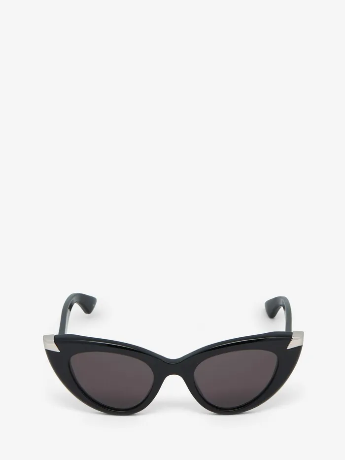 Women Sunglasses Alexander McQueen Punk Rivet CatEye Sunglasses Blacksmoke