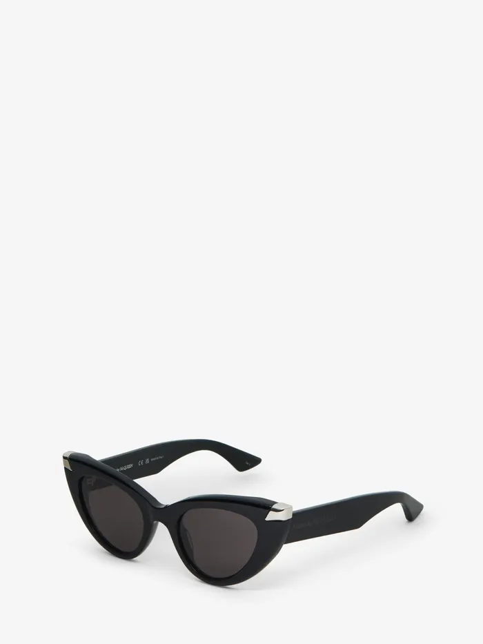 Women Sunglasses Alexander McQueen Punk Rivet CatEye Sunglasses Blacksmoke