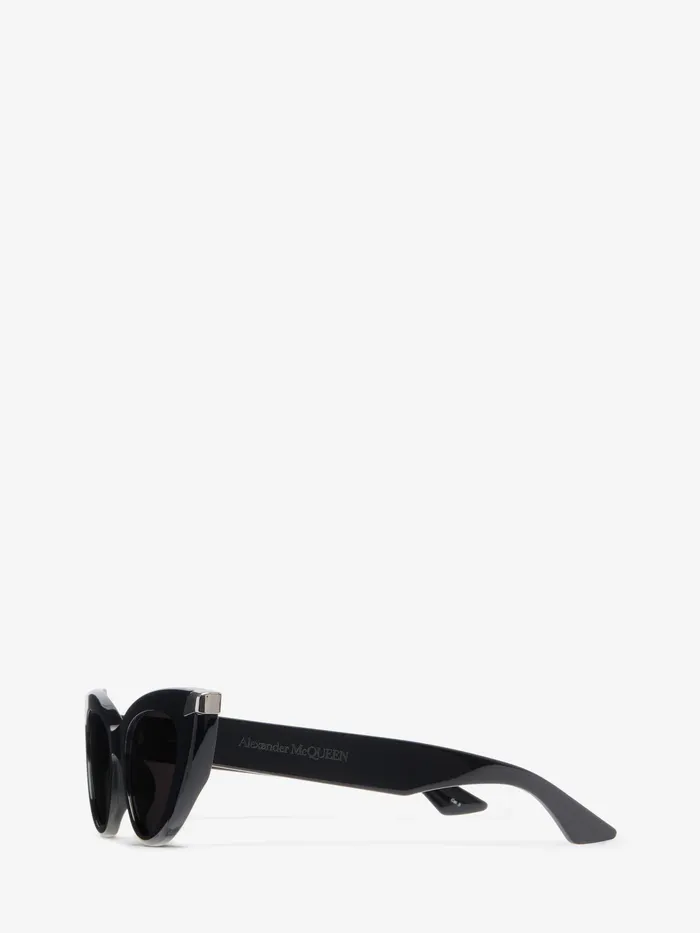 Women Sunglasses Alexander McQueen Punk Rivet CatEye Sunglasses Blacksmoke