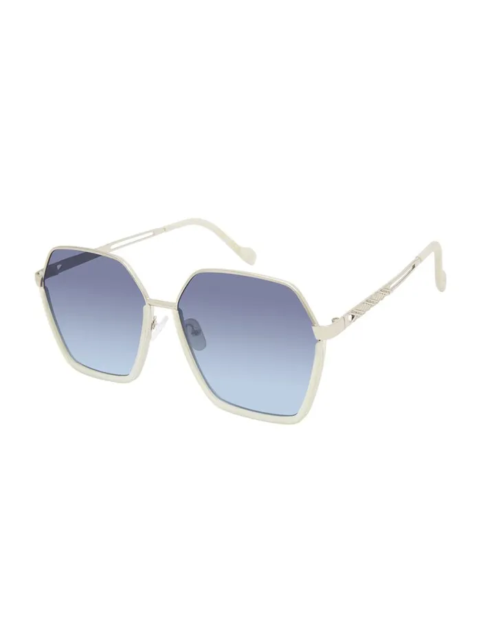 Women Sunglasses Jessica Simpson Geometric Metal Sunglasses In Silver