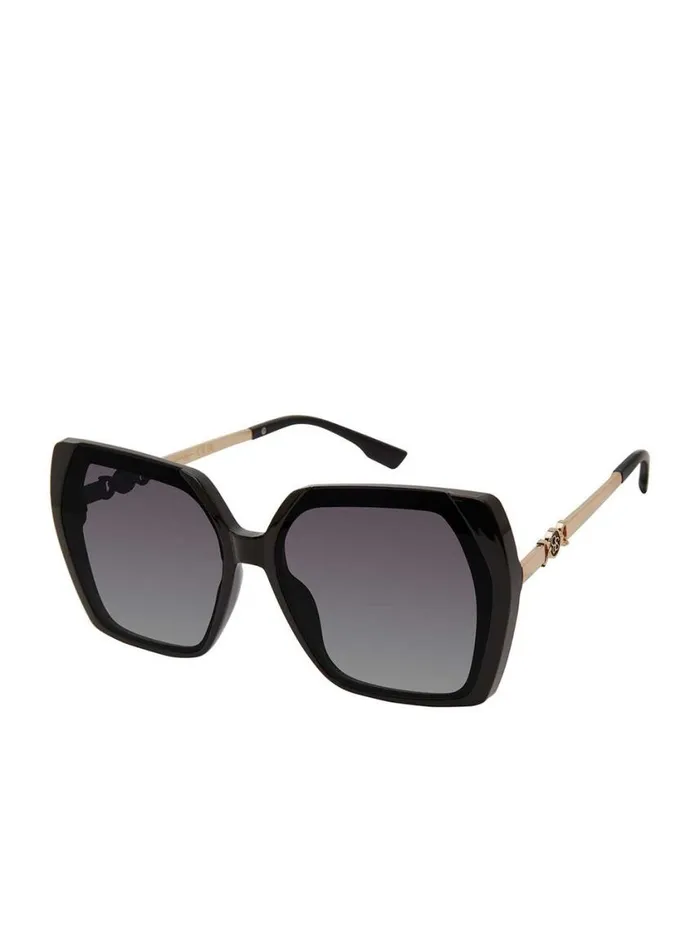 Women Sunglasses Jessica Simpson Geometric Metal Temple Sunglasses In Black
